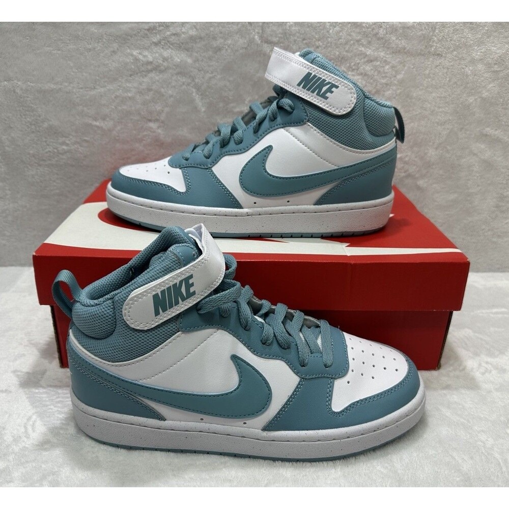 Nike Court Borough Mid 2 Youth 6Y White Teal High Top Sneakers New